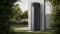 The Vitocal 161-A DHW heat pump installed in a garden.