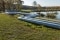 The picture shows a pipeline for district heating running above ground.