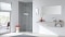 The picture shows a Viessmann electric DHW system in a bathroom.