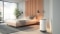 The image shows a Vitopure ventilation unit in the bedroom